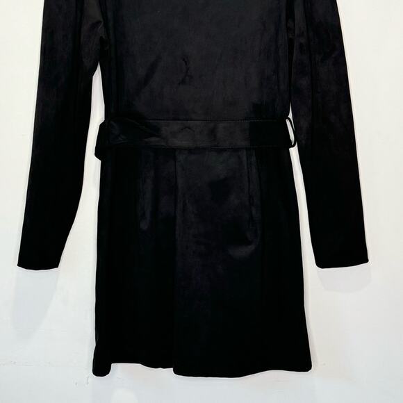 NWT Zara Blogger Favorite Faux Suede V-neck Long Sleeve Belted Mini Dress Large - Picture 8 of 14